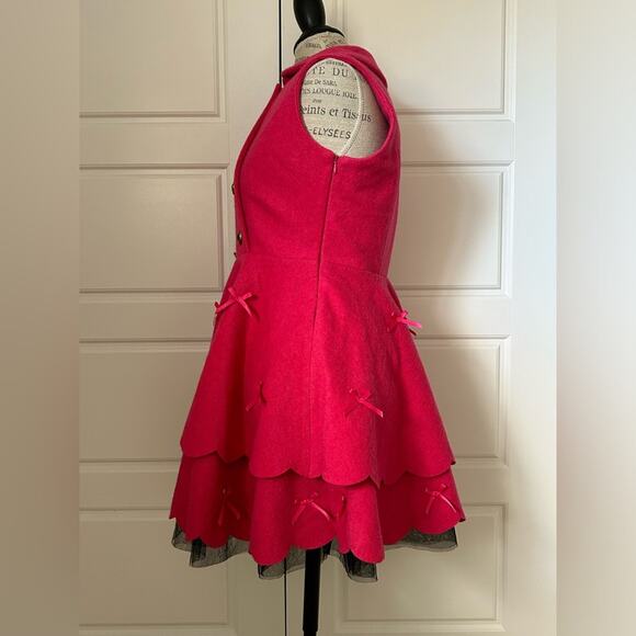 Sozoelegant cheap and chic wool blend pink sleeveless pea coat vest bows cosplay - Picture 3 of 9